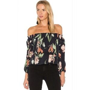 ASTR the Label Chavelle Floral Off The Shoulder Top Black S Feminine Boho